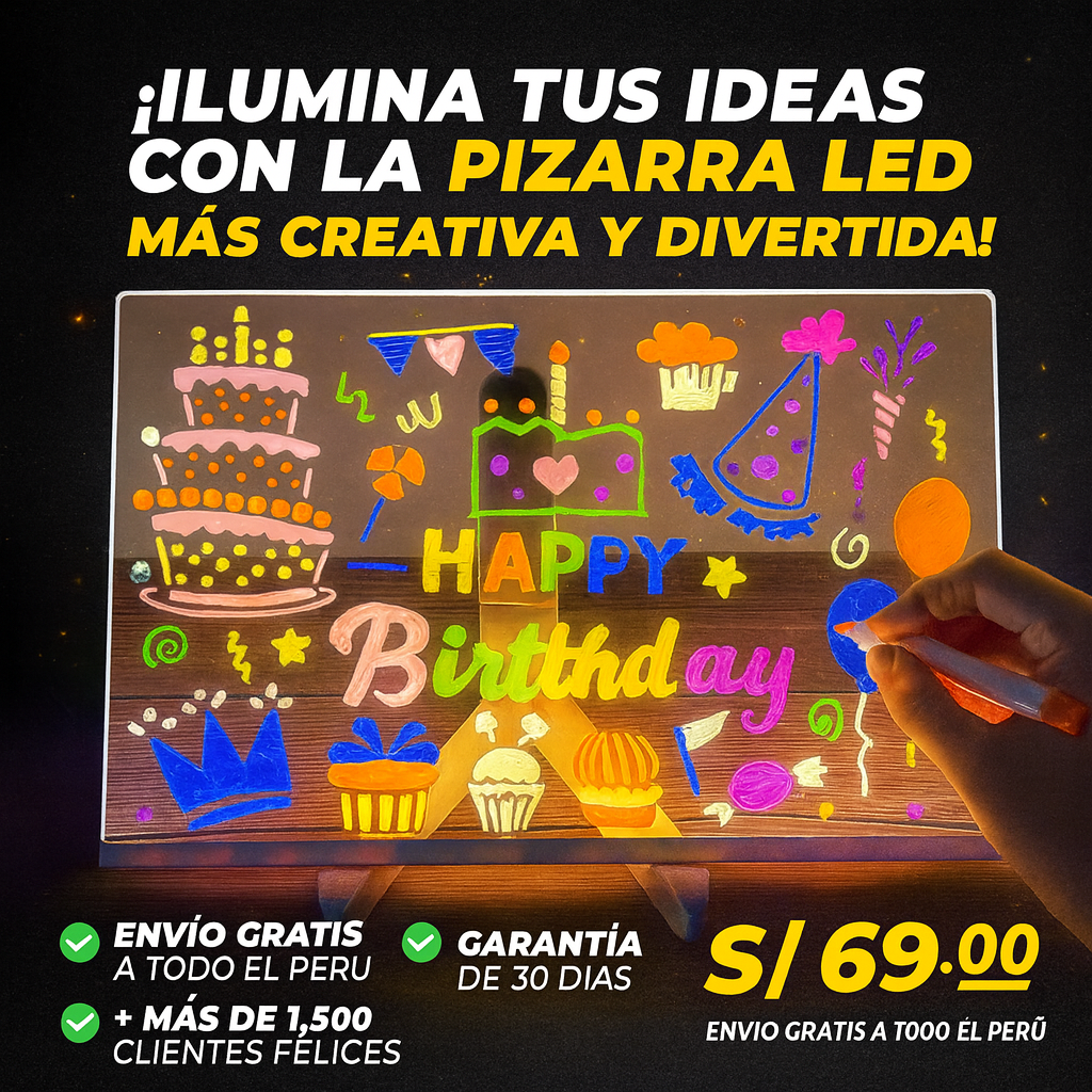 PIZARRA LED + 7 PLUMONES DE NEÓN