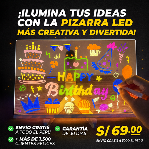PIZARRA LED + 7 PLUMONES DE NEÓN
